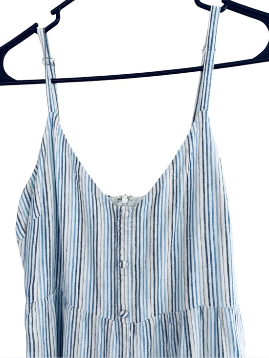 Line & Dot Blue White Striped Ruffle Hem Romper Size Small - Picture 3 of 5